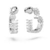 Pendientes de aro Matrix con corte baguette, forma de corazón, pequeños, blancos, chapados en rodio Pendientes de aro Matrix con corte baguette, forma de corazón, pequeños, blancos, chapados en rodio