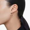 Pendientes de aro Matrix con corte baguette, forma de corazón, pequeños, blancos, chapados en tono dorado