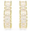 Pendientes de aro Matrix con corte baguette, forma de corazón, pequeños, blancos, chapados en tono dorado