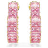 Pendientes de aro Matrix con corte baguette, forma de corazón, pequeños, color rosa, chapados en tono dorado Pendientes de aro Matrix con corte baguette, forma de corazón, pequeños, color rosa, chapados en tono dorado