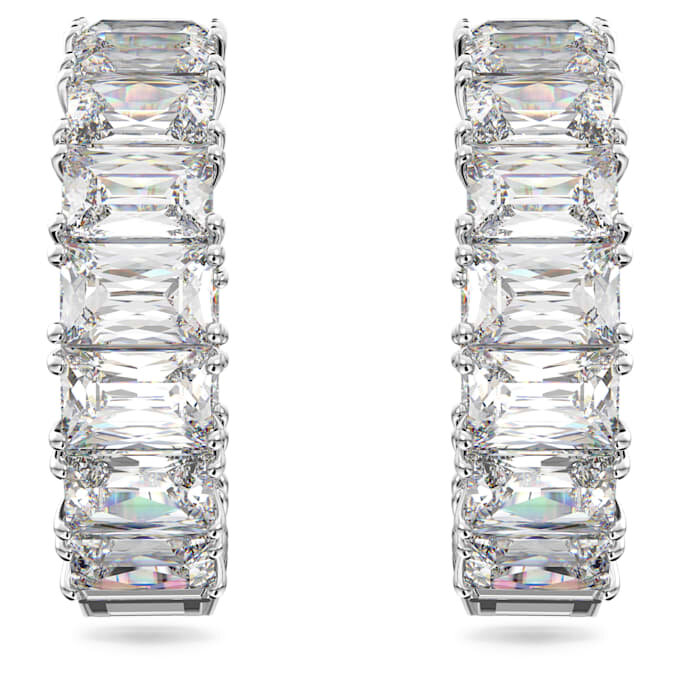 Pendientes de aro Matrix con corte octogonal, blancos, chapados en rodio Pendientes de aro Matrix con corte octogonal, blancos, chapados en rodio
