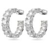 Pendientes de aro Matrix con corte octogonal, blancos, chapados en rodio Pendientes de aro Matrix con corte octogonal, blancos, chapados en rodio