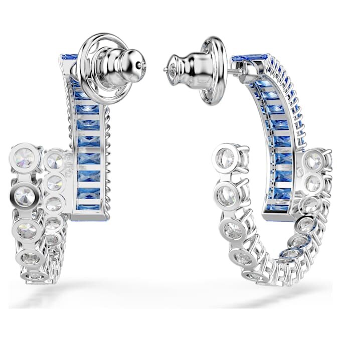 Pendientes de aro Matrix con cortes mixtos, azules, chapados en rodio Pendientes de aro Matrix con cortes mixtos, azules, chapados en rodio