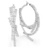 Pendientes de aro Matrix con cortes mixtos, blancos, chapados en rodio Pendientes de aro Matrix con cortes mixtos, blancos, chapados en rodio
