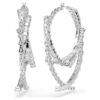 Pendientes de aro Matrix con cortes mixtos, blancos, chapados en rodio Pendientes de aro Matrix con cortes mixtos, blancos, chapados en rodio