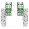 Pendientes de aro Matrix con cortes mixtos, verde, chapados en rodio Pendientes de aro Matrix con cortes mixtos, verde, chapados en rodio
