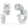 Pendientes de aro Matrix con cortes mixtos, verde, chapados en rodio Pendientes de aro Matrix con cortes mixtos, verde, chapados en rodio