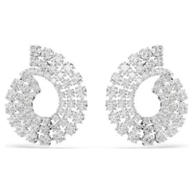 Pendientes de aro Matrix con cortes redondos mixtos, blancos, chapados en rodio