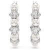 Pendientes de aro Matrix con perla de cristal, corte redondo, blancos, chapados en rodio