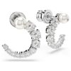 Pendientes de aro Matrix con perla de cristal, corte redondo, blancos, chapados en rodio Pendientes de aro Matrix con perla de cristal, corte redondo, blancos, chapados en rodio