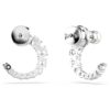 Pendientes de aro Matrix con perla de cristal, corte redondo, blancos, chapados en rodio Pendientes de aro Matrix con perla de cristal, corte redondo, blancos, chapados en rodio