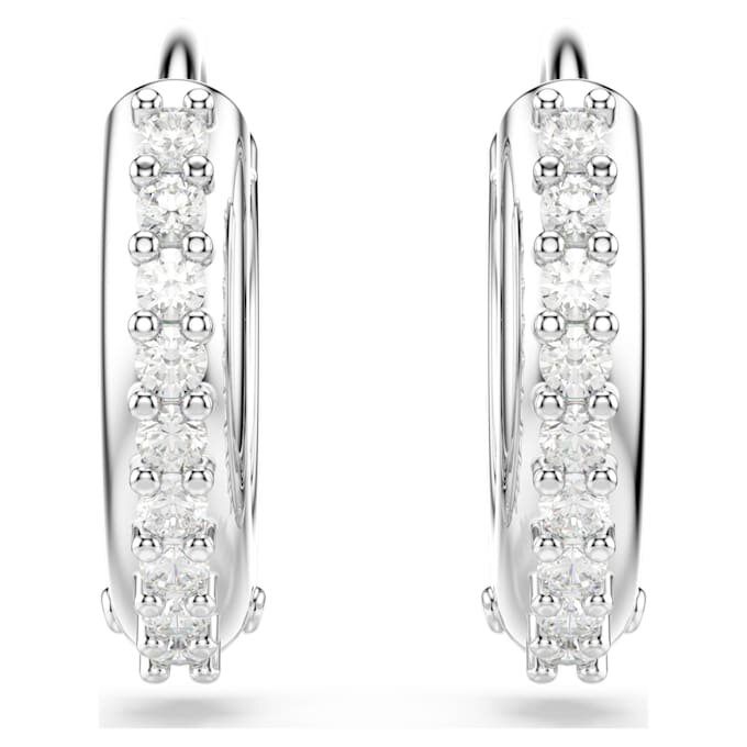 Pendientes de aro Matrix, corte redondo, blancos, chapados en rodio Pendientes de aro Matrix, corte redondo, blancos, chapados en rodio