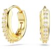 Pendientes de aro Matrix, corte redondo, blancos, chapados en tono dorado