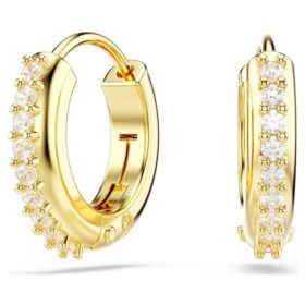 Pendientes de aro Matrix, corte redondo, blancos, chapados en tono dorado