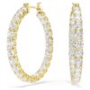 Pendientes de aro Matrix, corte redondo, blancos, chapados en tono dorado