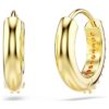 Pendientes de aro Matrix, corte redondo, blancos, chapados en tono dorado