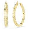 Pendientes de aro Matrix, corte redondo, blancos, chapados en tono dorado