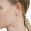 Pendientes de aro Matrix, corte redondo, blancos, chapados en tono oro rosa