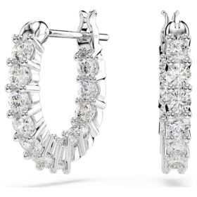 Pendientes de aro Matrix Vittore, corte redondo, blancos, chapados en rodio Pendientes de aro Matrix Vittore, corte redondo, blancos, chapados en rodio