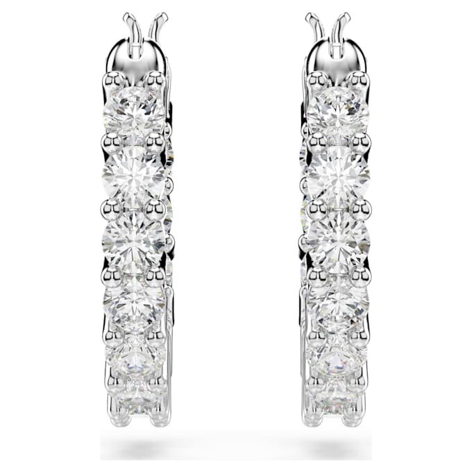 Pendientes de aro Matrix Vittore, corte redondo, blancos, chapados en rodio Pendientes de aro Matrix Vittore, corte redondo, blancos, chapados en rodio