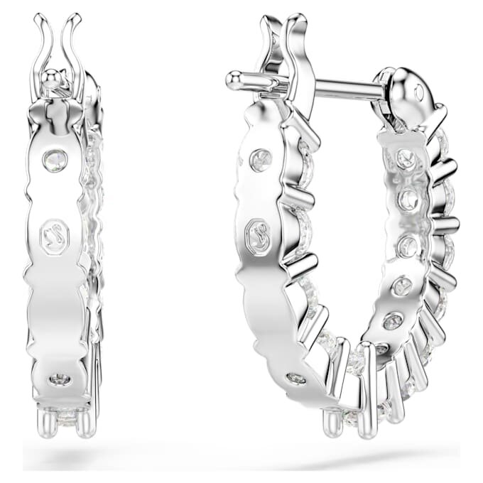 Pendientes de aro Matrix Vittore, corte redondo, blancos, chapados en rodio Pendientes de aro Matrix Vittore, corte redondo, blancos, chapados en rodio