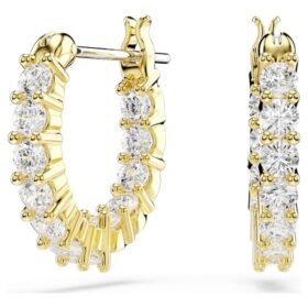 Pendientes de aro Matrix Vittore, corte redondo, blancos, chapados en tono dorado