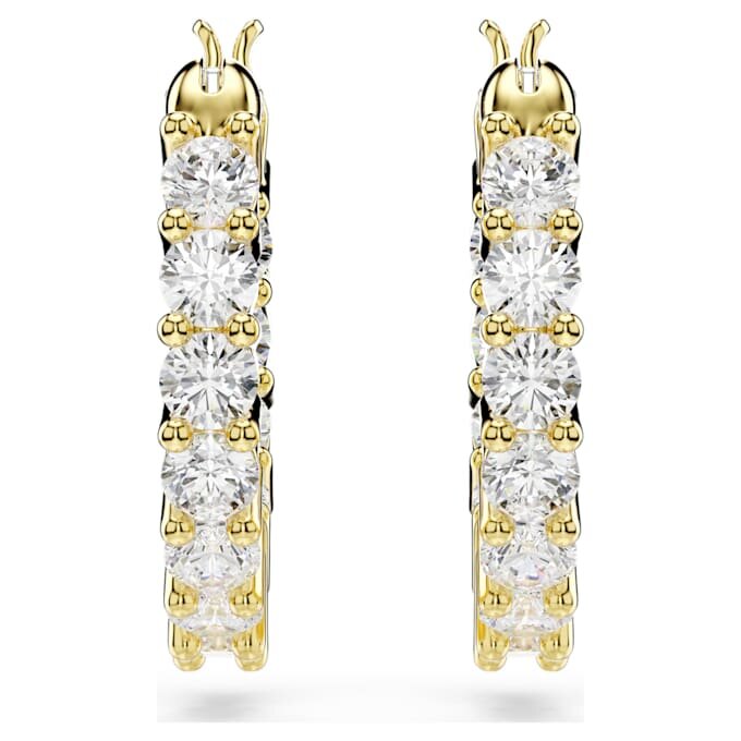 Pendientes de aro Matrix Vittore, corte redondo, blancos, chapados en tono dorado Pendientes de aro Matrix Vittore, corte redondo, blancos, chapados en tono dorado