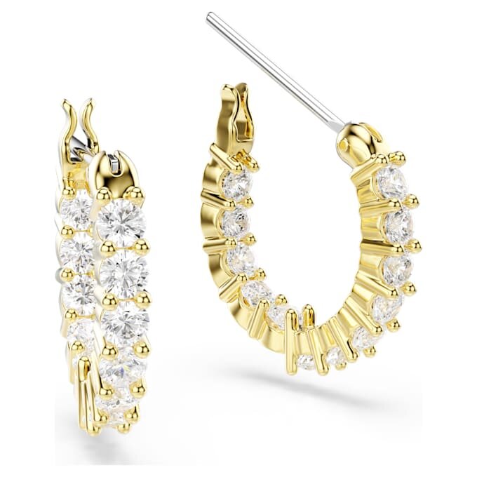Pendientes de aro Matrix Vittore, corte redondo, blancos, chapados en tono dorado Pendientes de aro Matrix Vittore, corte redondo, blancos, chapados en tono dorado