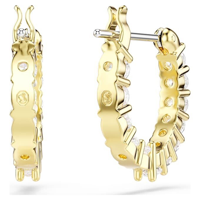 Pendientes de aro Matrix Vittore, corte redondo, blancos, chapados en tono dorado Pendientes de aro Matrix Vittore, corte redondo, blancos, chapados en tono dorado