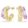 Pendientes de aro Millenia con cortes mixtos, multicolores, chapados en tono dorado Pendientes de aro Millenia con cortes mixtos, multicolores, chapados en tono dorado