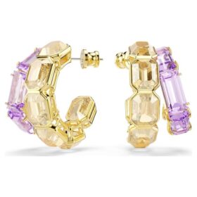 Pendientes de aro Millenia con cortes mixtos, multicolores, chapados en tono dorado