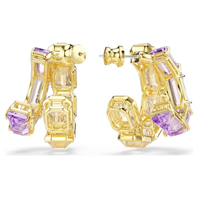 Pendientes de aro Millenia con cortes mixtos, multicolores, chapados en tono dorado Pendientes de aro Millenia con cortes mixtos, multicolores, chapados en tono dorado