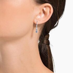 Pendientes de aro Stilla Attract, corte redondo, blancos, chapados en rodio