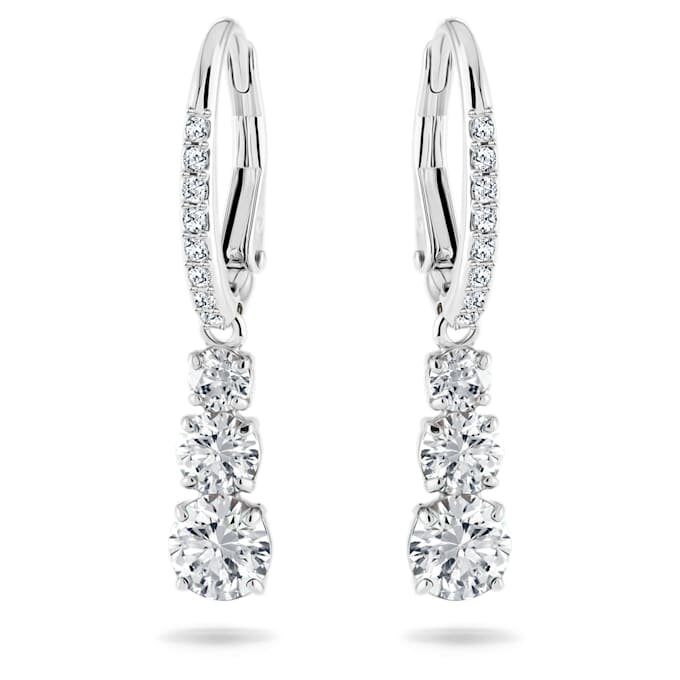 Pendientes de aro Stilla Attract, corte redondo, blancos, chapados en rodio Pendientes de aro Stilla Attract, corte redondo, blancos, chapados en rodio