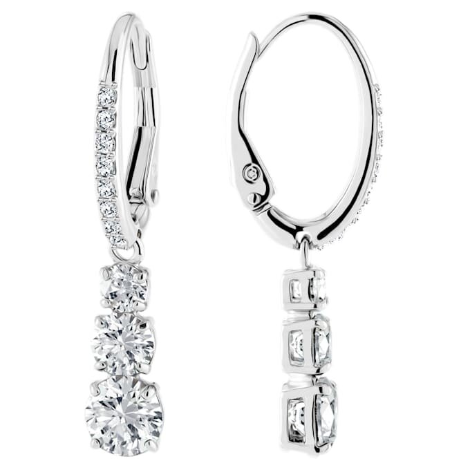 Pendientes de aro Stilla Attract, corte redondo, blancos, chapados en rodio Pendientes de aro Stilla Attract, corte redondo, blancos, chapados en rodio
