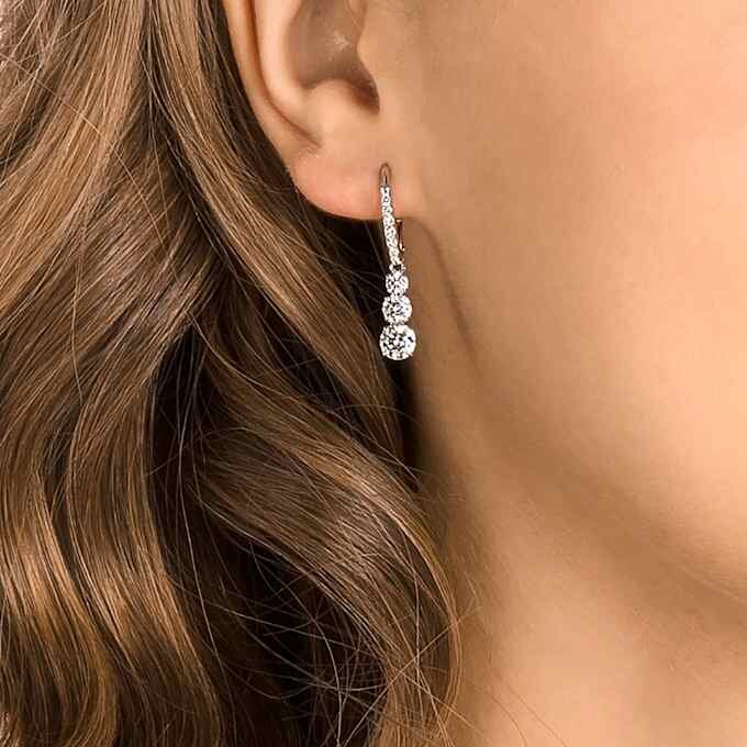 Pendientes de aro Stilla Attract, corte redondo, blancos, chapados en rodio Pendientes de aro Stilla Attract, corte redondo, blancos, chapados en rodio