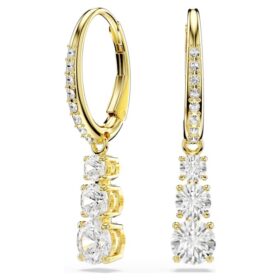 Pendientes de aro Stilla Attract, corte redondo, blancos, chapados en tono dorado