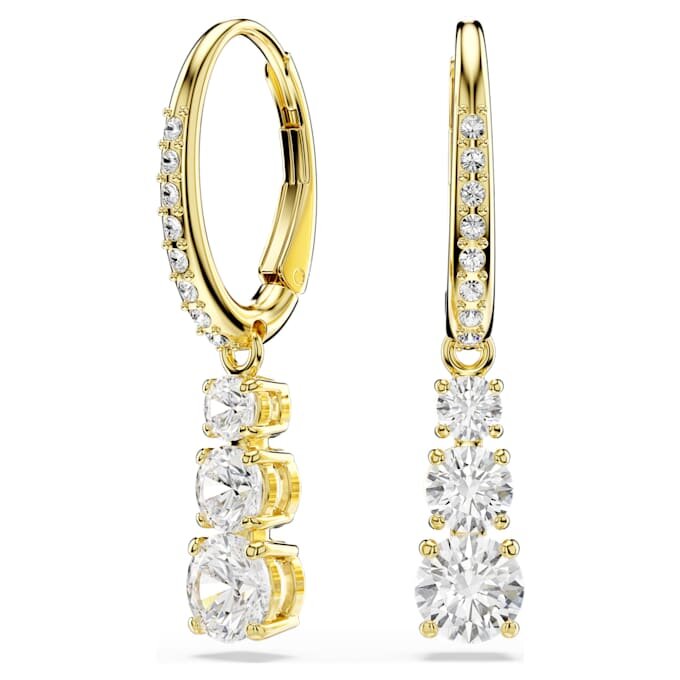 Pendientes de aro Stilla Attract, corte redondo, blancos, chapados en tono dorado Pendientes de aro Stilla Attract, corte redondo, blancos, chapados en tono dorado