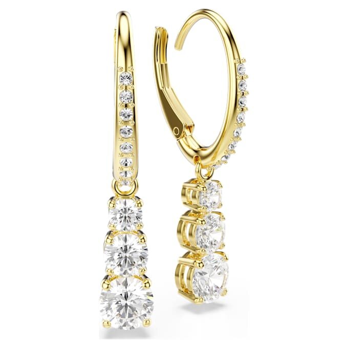 Pendientes de aro Stilla Attract, corte redondo, blancos, chapados en tono dorado Pendientes de aro Stilla Attract, corte redondo, blancos, chapados en tono dorado