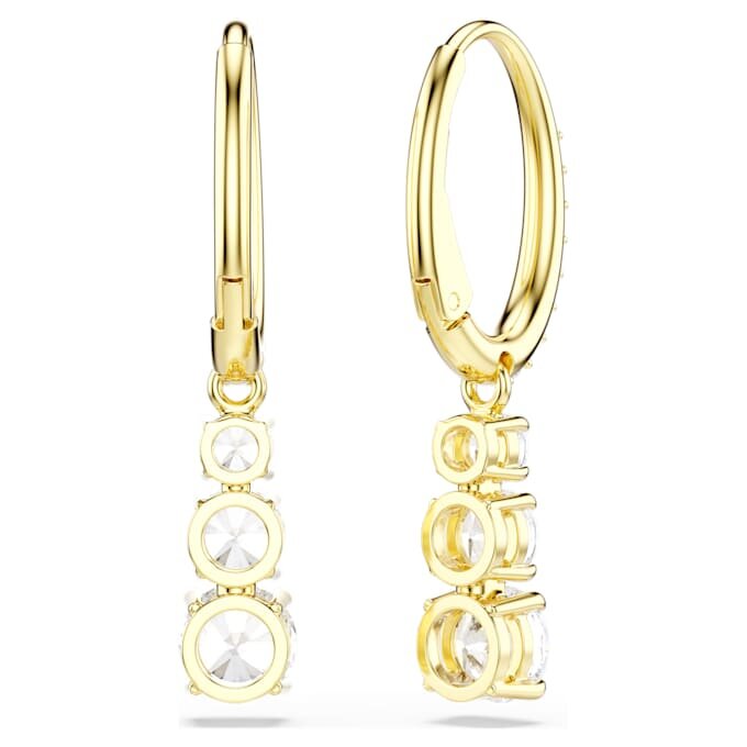 Pendientes de aro Stilla Attract, corte redondo, blancos, chapados en tono dorado Pendientes de aro Stilla Attract, corte redondo, blancos, chapados en tono dorado