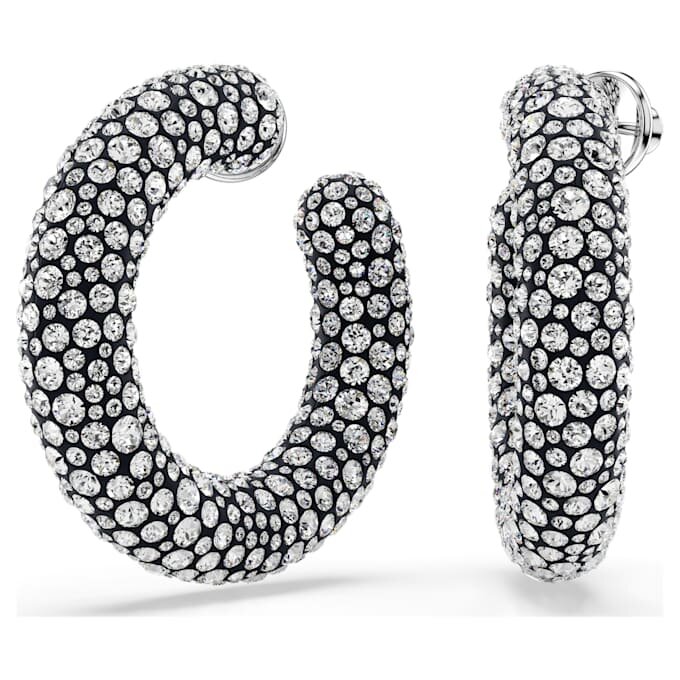 Pendientes de aro Sublima con cortes redondos mixtos, blancos, chapados en rodio Pendientes de aro Sublima con cortes redondos mixtos, blancos, chapados en rodio