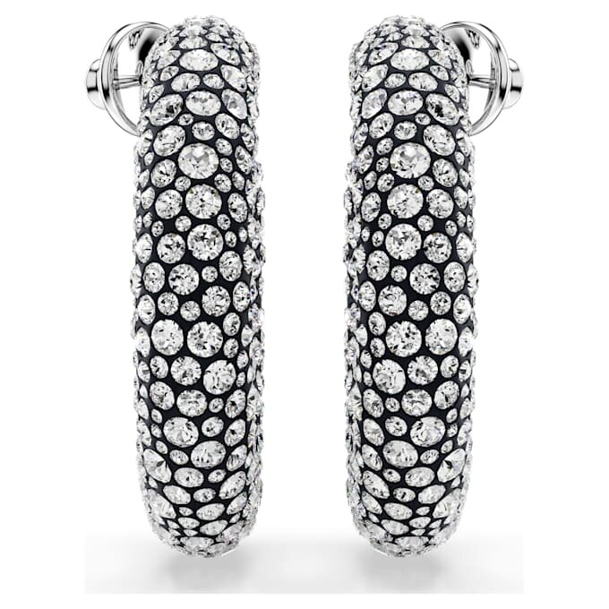 Pendientes de aro Sublima con cortes redondos mixtos, blancos, chapados en rodio Pendientes de aro Sublima con cortes redondos mixtos, blancos, chapados en rodio