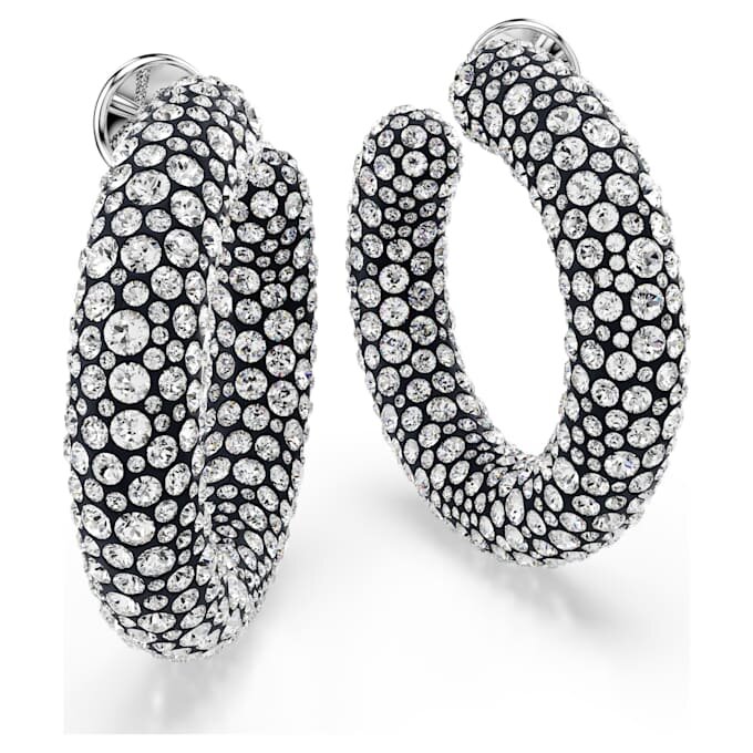 Pendientes de aro Sublima con cortes redondos mixtos, blancos, chapados en rodio Pendientes de aro Sublima con cortes redondos mixtos, blancos, chapados en rodio