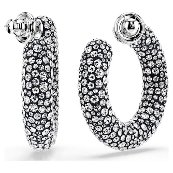 Pendientes de aro Sublima con cortes redondos mixtos, blancos, chapados en rodio Pendientes de aro Sublima con cortes redondos mixtos, blancos, chapados en rodio