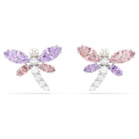 Pendientes de botón Ariana Grande X Swarovski con cortes mixtos, libélula, multicolor, chapados en rodio Pendientes de botón Ariana Grande X Swarovski con cortes mixtos, libélula, multicolor, chapados en rodio
