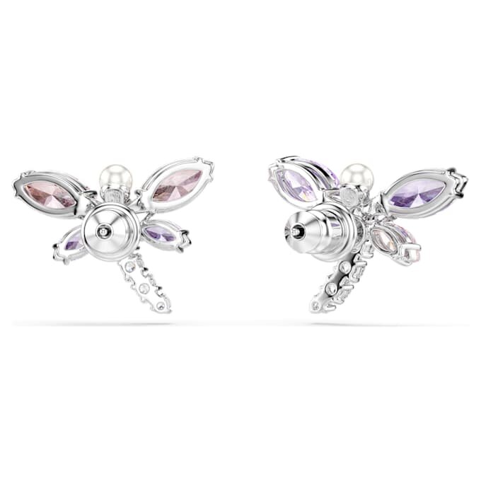 Pendientes de botón Ariana Grande X Swarovski con cortes mixtos, libélula, multicolor, chapados en rodio Pendientes de botón Ariana Grande X Swarovski con cortes mixtos, libélula, multicolor, chapados en rodio