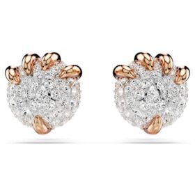 Pendientes de botón con dragón y fénix, garra de dragón, blancos, chapados en tono oro rosa