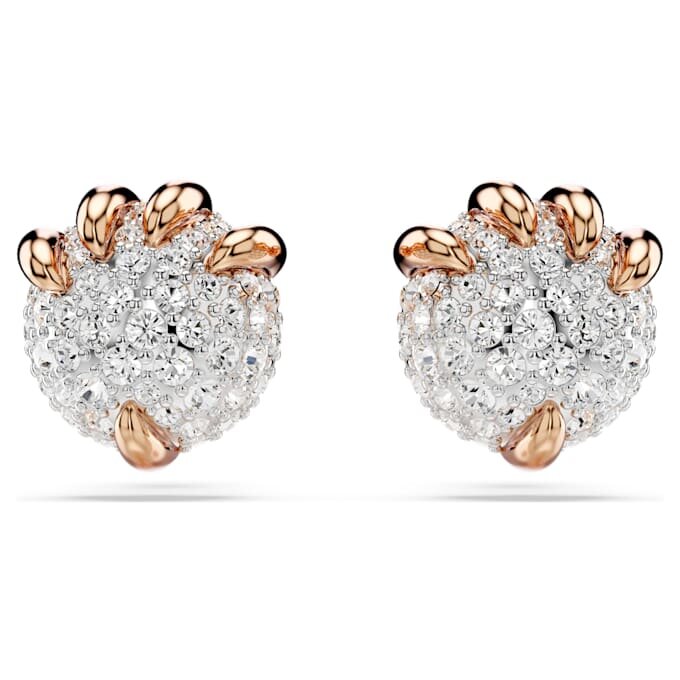 Pendientes de botón con dragón y fénix, garra de dragón, blancos, chapados en tono oro rosa Pendientes de botón con dragón y fénix, garra de dragón, blancos, chapados en tono oro rosa