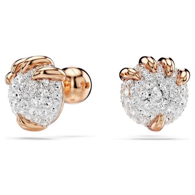 Pendientes de botón con dragón y fénix, garra de dragón, blancos, chapados en tono oro rosa Pendientes de botón con dragón y fénix, garra de dragón, blancos, chapados en tono oro rosa