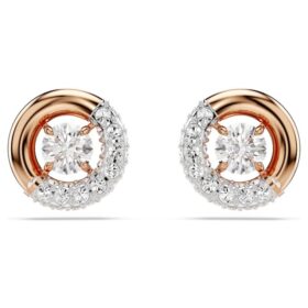 Pendientes de botón Dextera, corte redondo, blancos, chapados en tono oro rosa Pendientes de botón Dextera, corte redondo, blancos, chapados en tono oro rosa